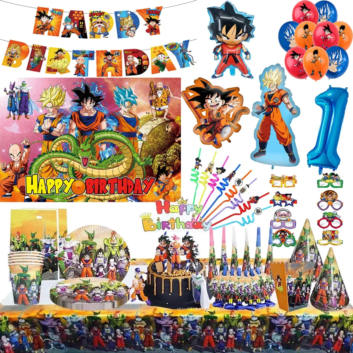 Party Decorations Dragoned Balls Z Birthday Party Balloons Anime Theme Tableware Plate Napkins Balloon Deco Supplies Baby Shower Boys