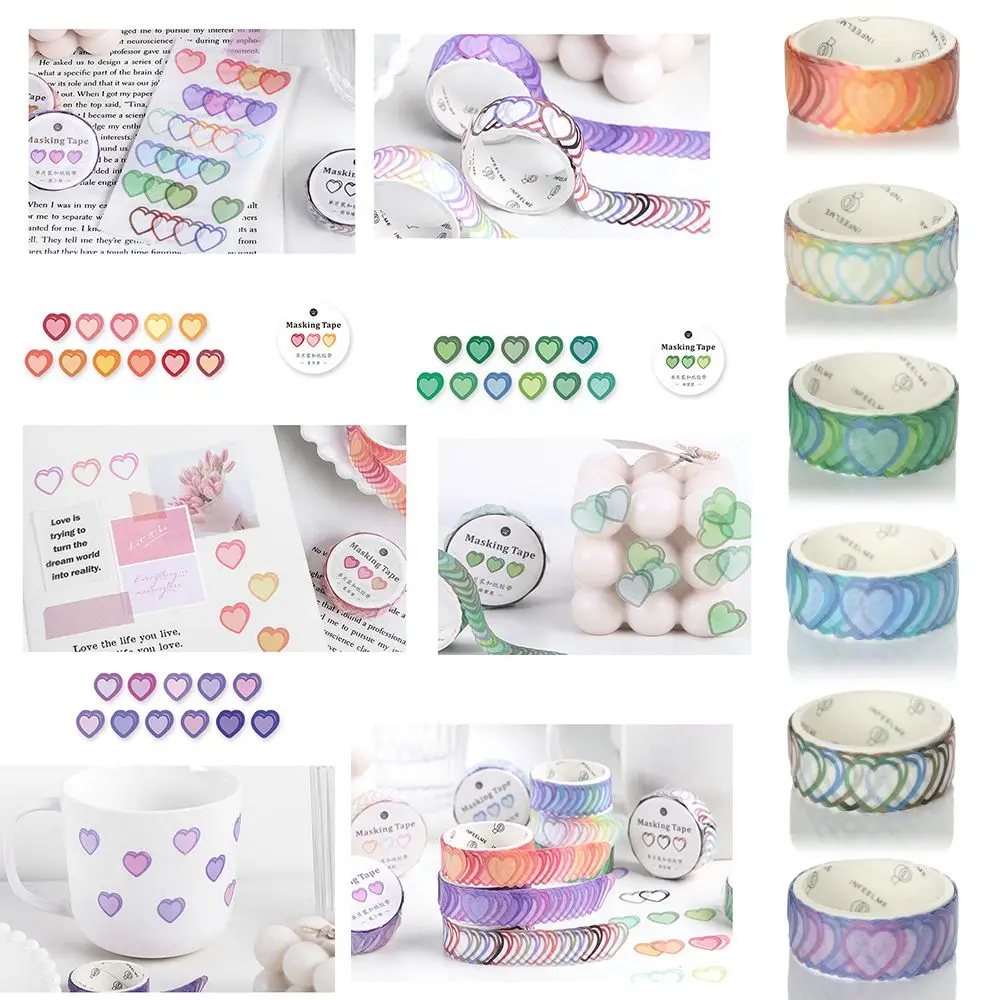 Colorful Photo Decor DIY Sticker Stationery Scrapbooking Sticky Paper Adhesive Tape Loving Heart Tape