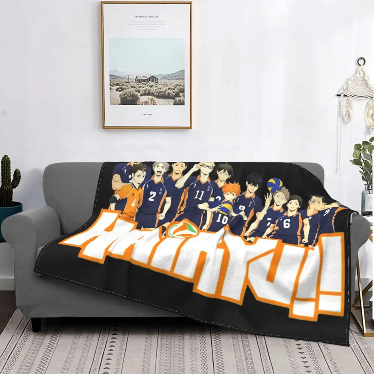 

Haikyuu Team Karasuno Blankets Fleece Japanese anime Multi-function Ultra-Soft Throw Blankets for Bedding Travel Bedding Throws