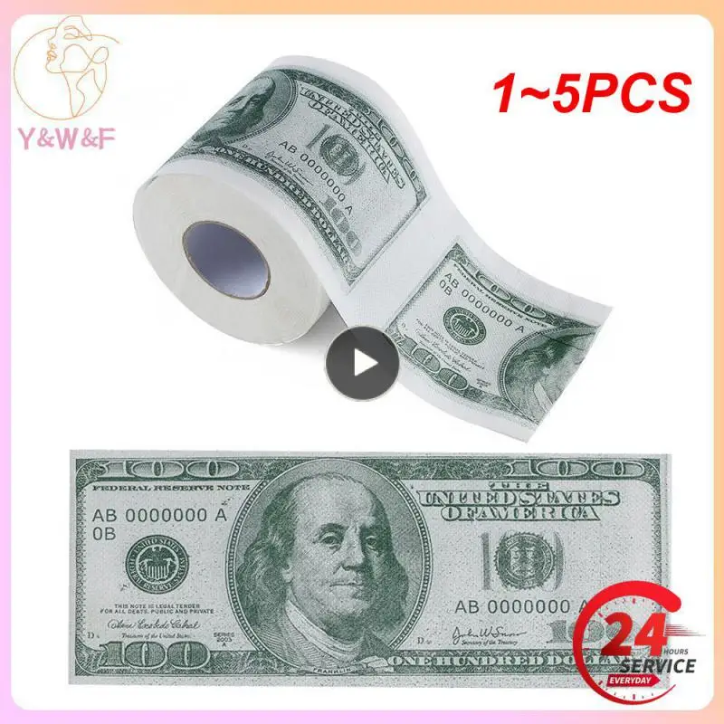 

1~5PCS Funny One Hundred Dollar Bill Toilet Roll Paper Money Roll $100 Novel Gift Toilet Tissue Sanitary Paper Wood Pulp Paper