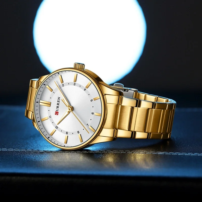 CURREN 8430 Classic Fashion Men's Quartz Watch Luminous Simple Gold Stainless Steel Business Casual Watches for Men reloj hombre 2