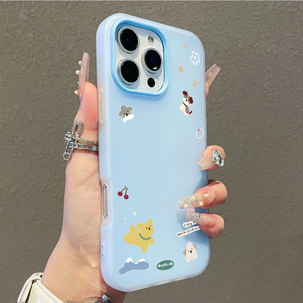 Adorable Cartoon Puppy & Cat Design Protective Phone Case