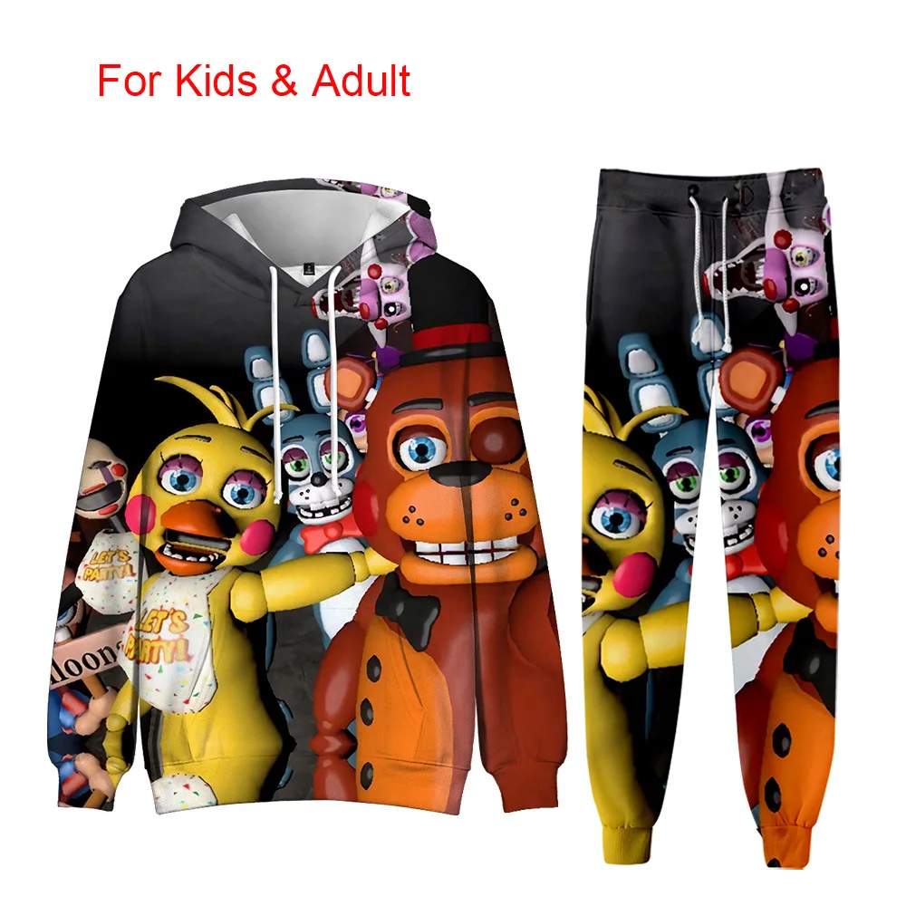 

Horror Game Five Nights Freddy Series Printed Kids Adult Spring Fashion Casual Freddy Graphic Long Sleeve Hooded Tops Halloween