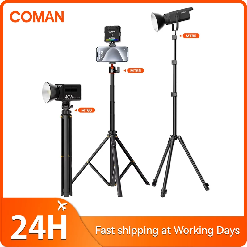 COMAN MT60 1.9M Extendable Photography Light Stand Adjustable With 1/4'' Screw Folding Studio Lighting Stand For Strobe Light