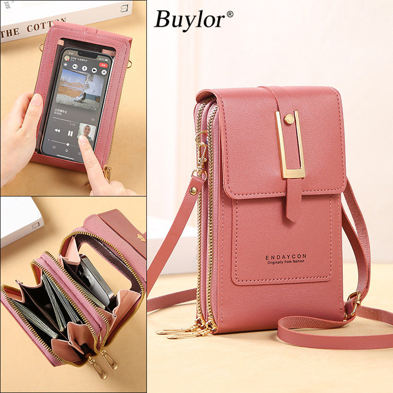 Buylor Soft Leather Women's Shoulder Bag Touch Screen Mobile Bags Small Wallets Fashion Handbags Women Crossbody Bag Coin Purse