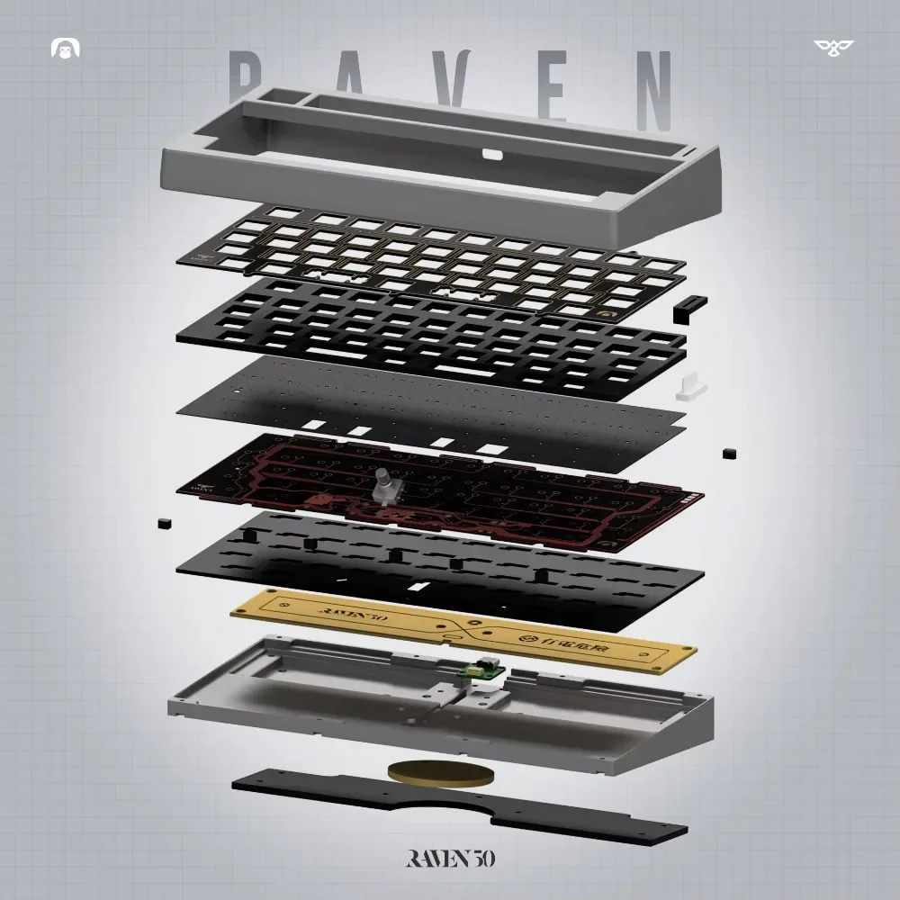 Raven50 기계식 키보드 키트 무선 블루투스 트라이 모드 가스켓 맞춤형 단일 키 슬롯 키보드 키트 게이머 PC 액세서리