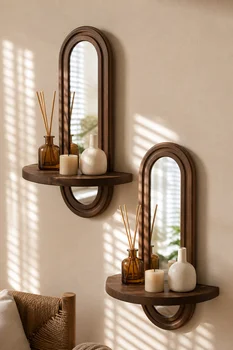 Arched Wood Wall Mirror 1