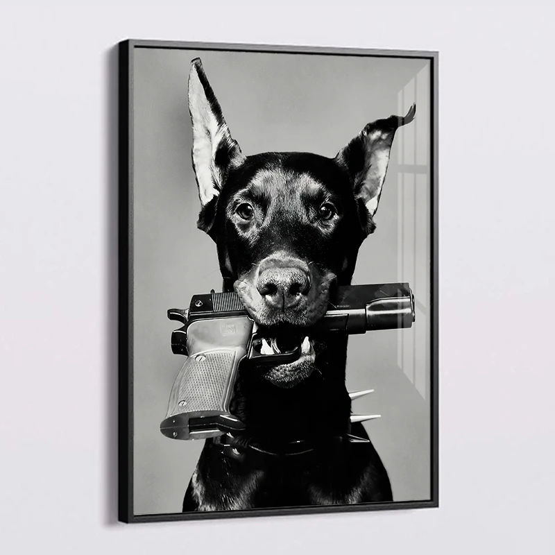 

Pistol Dog Car Canvas Prints Luxury Shop Poster Nordic Black and White Fashion Woman CO-CO Classic Wall Art Picture Room Decor