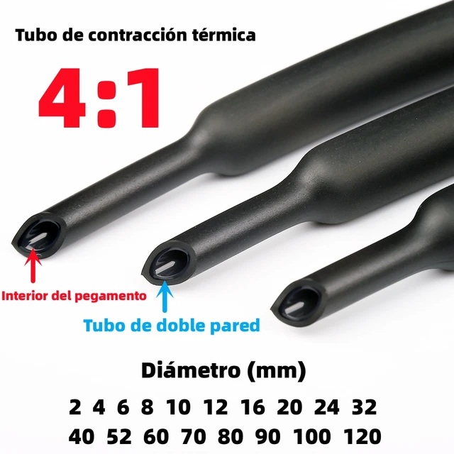 Tubo termorretráctil con pegamento, 1 metro, 4:1, termoretráctil