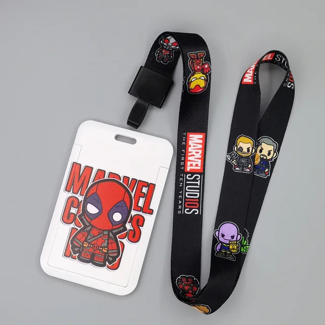Marvel Movie Characters Card Cover Captain America Spiderman Super Heroes ABS Card Holder Student Campus Card Hanging Lanyard ID Xhmw04