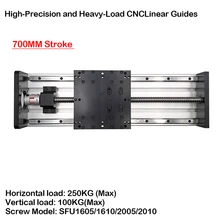 Carril HGR20 de doble guía de 700MM de carrera, carga pesada, 4 piezas, mesa deslizante HGH20, plataforma deslizante, Módulo lineal, tornillo de bola, enrutador CNC