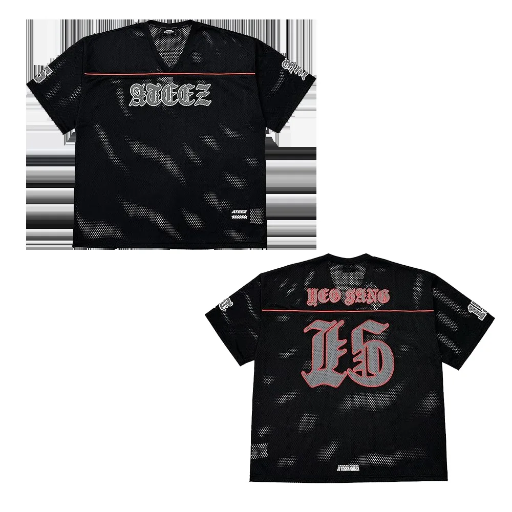 Kpop ATEEZ T-Shirt Spider Web Jersey V-Neck Fashion