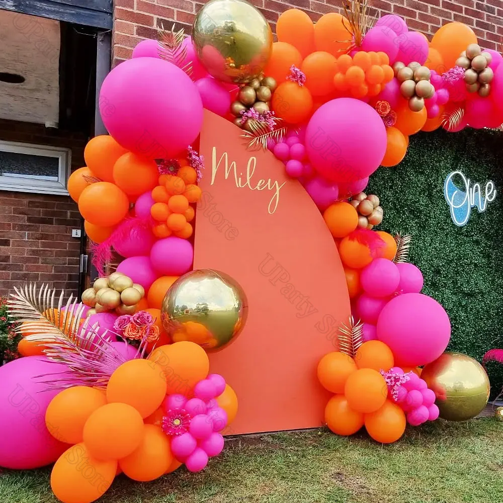 Orange heiße rosa Luftballons Girlande Metall Gold Pastell Rose rosa Ballonbogen für Brautparty Muttertag Geburtstag Party Dekor – Detail 15