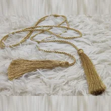 

Gold Tassel Waistband Braided Belt for Women Muslim Decorated Waist Chain 170cm Waist Rope Ladies Tassel Sash Belt 2022