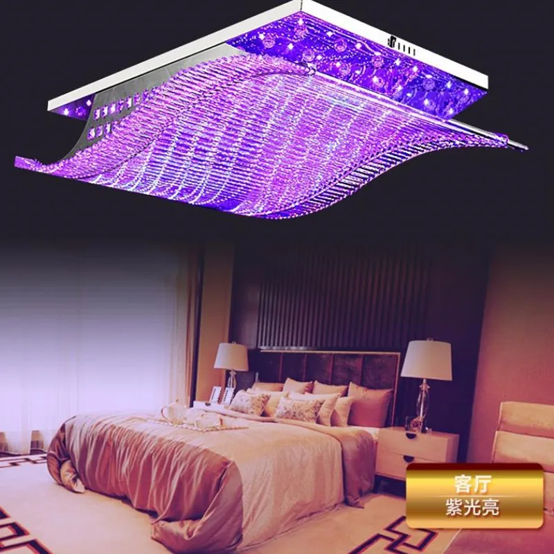 Modern Crystal Chandelier LED Color Change With Remote Control Organ Style RGB Lustre Ceiling Lamp Deco Chandeliers 110V 220V