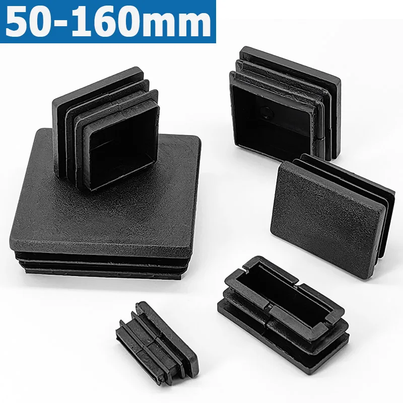 

1/2/4pcs Black Rectangular Plugs Pipe Tube Cap Plastic Tubing End Cap Insert Blanking Stopper 50 60 70 75 80 100 120 150 160mm