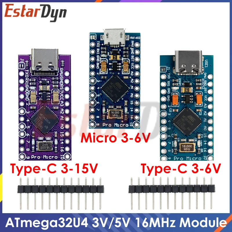 마이크로 TYPE-C USB ATMEGA32U4 모듈, 아두이노 ATMEGA32U4-AU MU 컨트롤러용 보드, 프로 마이크로 교체 프로 미니용, 5V, 16MHz