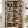 5-Tier Corner Bookshelf, L Shaped 66-Inch Corner Bookcase, Farmhouse Tall Bookshelves, Rustic Display Shelf Storage Organizer 4