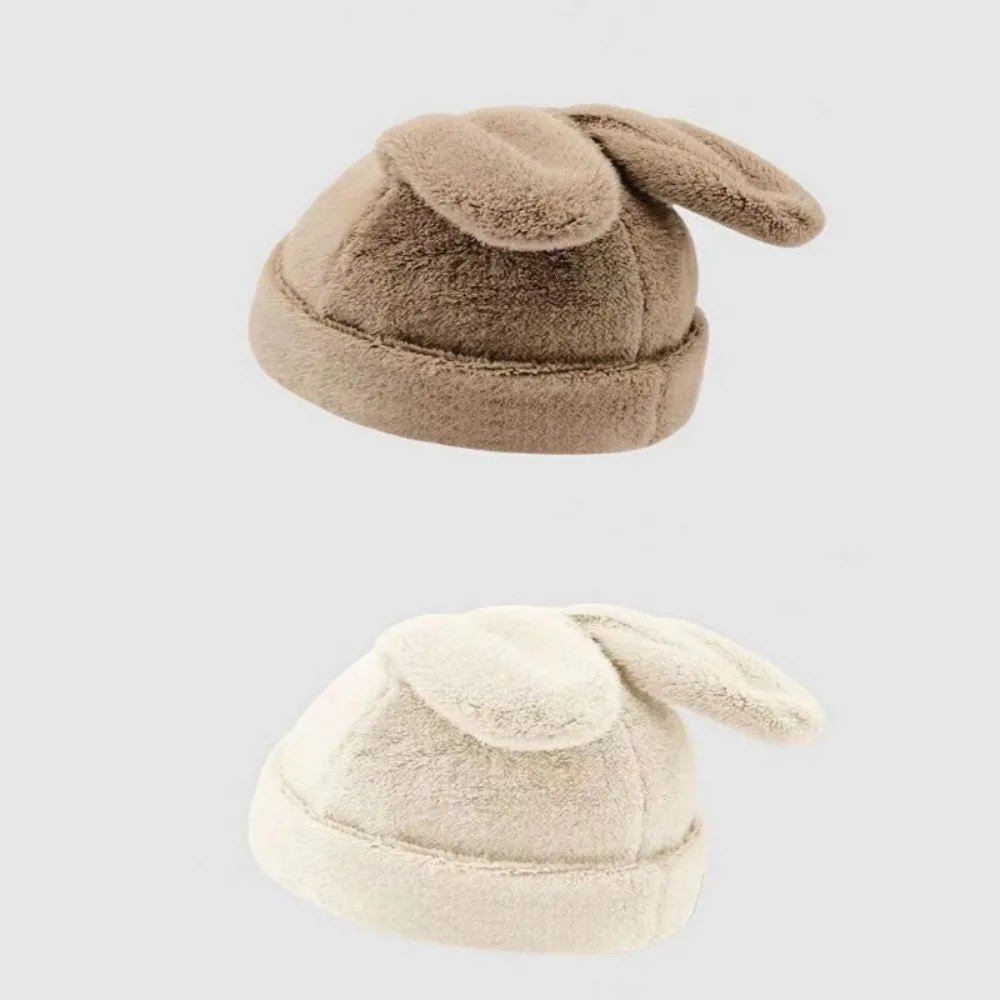 

Soft and Skin Friendly Cute Plush Rabbit Ear Hat Practical Windproof Thickening Confinement Cap Breathable Plush Plush Warm Hat