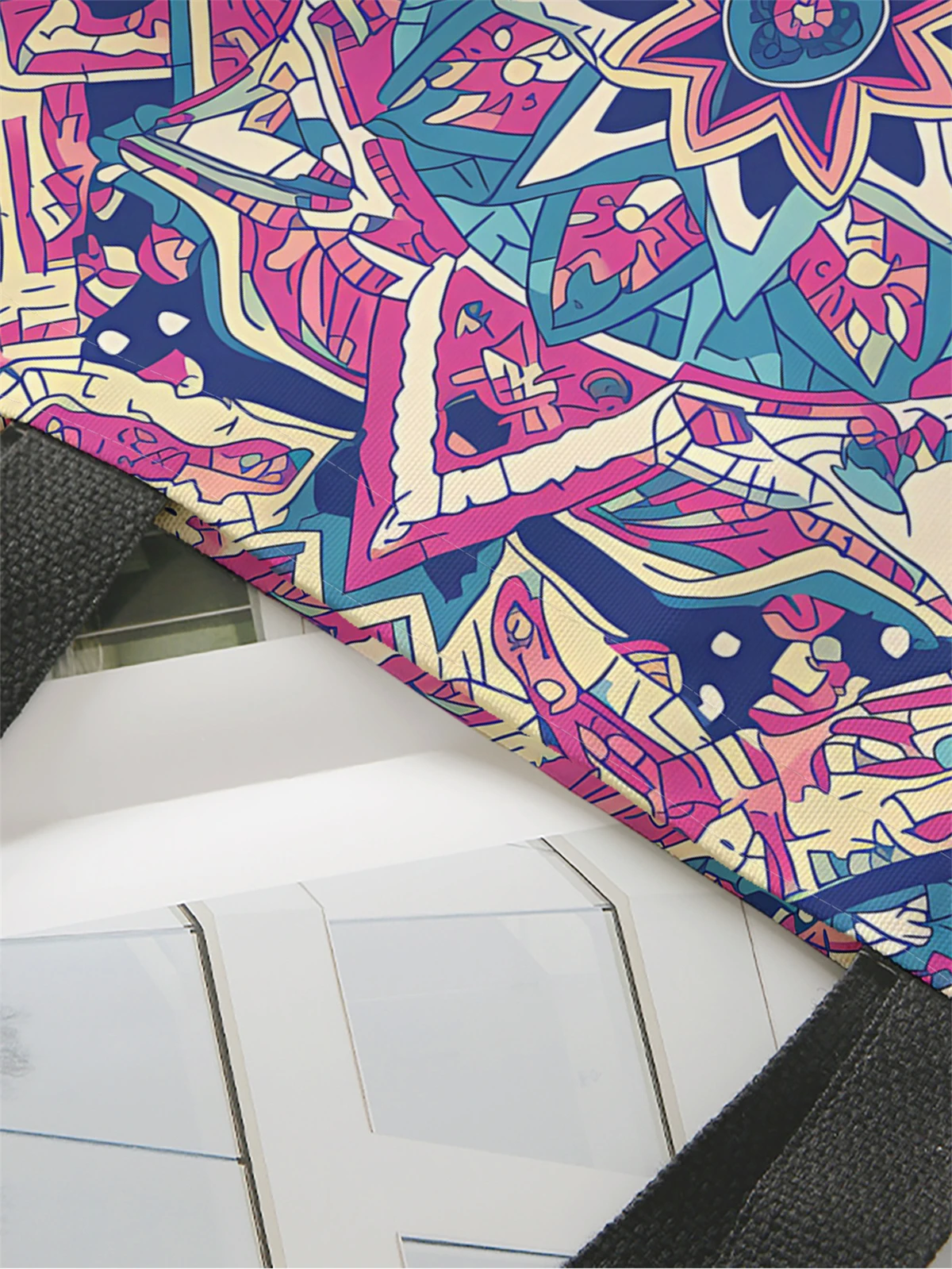 1pc,ethnic style patterned handbag, reusable fashionable handbag, multi-functional handbag, printed canvas shopping bag