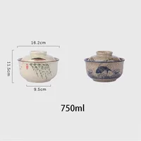 6.5inch Japanese Style Ramen Bowl With Lid Ceramic Instant Noodle Bowl For Soup Rice Noodle And Porridge Kitchen Tableware 5