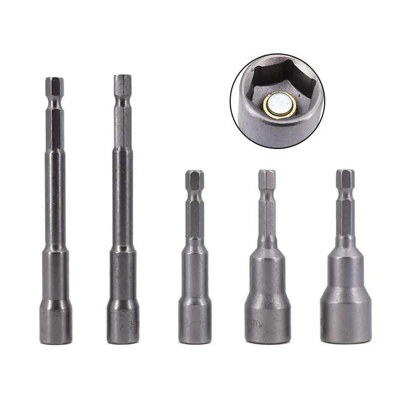

Hex Bit Socket with Magnetic, 7mm To 19mm, 65mm Long, Hexagon Socket Wrench Impact Resistant Socket for Hand /Electric Drill