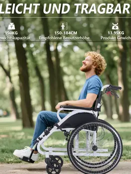 Sedia a Rotelle Pieghevole Portatile con Maniglia di Spinta |   Pieghevole Rapido per Viaggi in Auto e Uso all'Aperto |   Design Leggero e Compatto