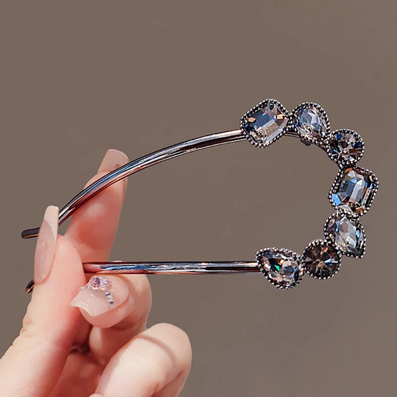 Französische Retro High-End geometrische Wasser tropfen Kristall U-förmige Haarnadel für Frauen auf der Rückseite des Kopfes Brötchen Kopf Metall Haars pange – Detail 2