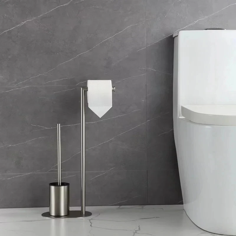 stainless steel toilet brush paper towel removable independent perforation-free removable bathroom floor storage rack golden