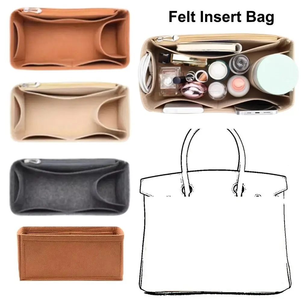 Enhanced Felt Handbag Organizer with Multi-Pocket Design