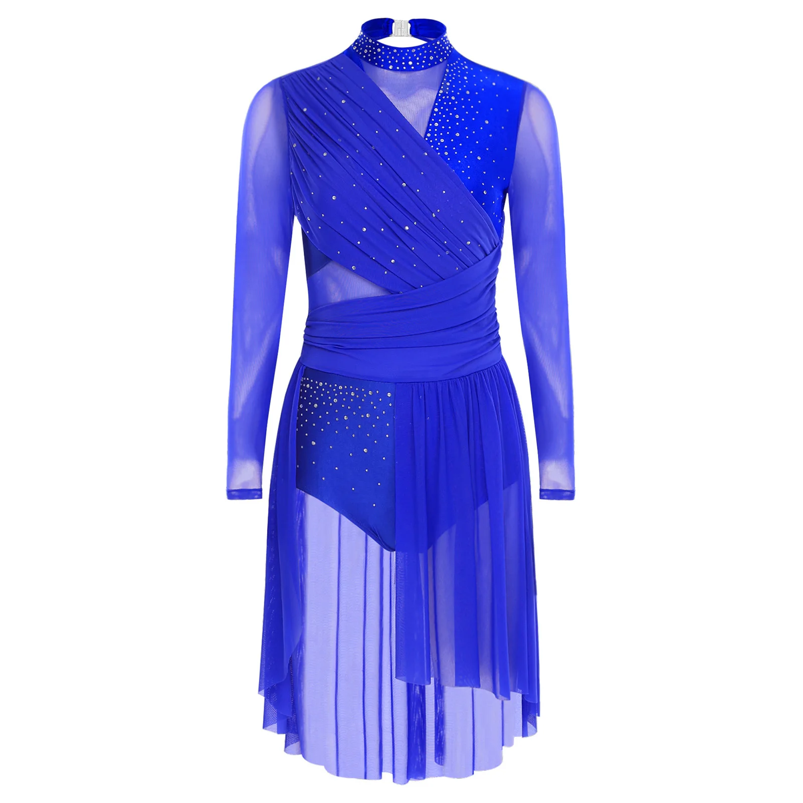 Women Gymnastics Figure Skating Ballet Lyrical Dance Performance Costume Rhinestone Contemporary Classical Dance Leotard Dress