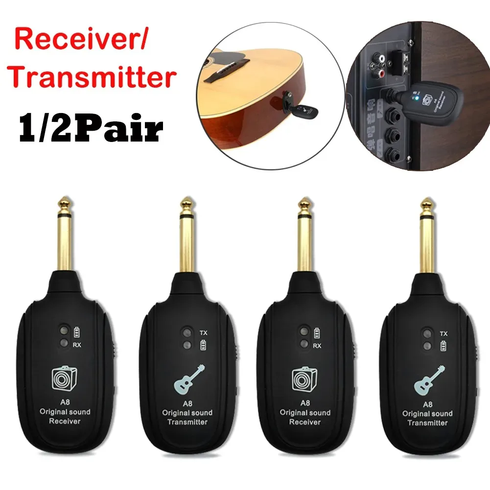 A8UHFWirelessSystemGuitarPickupAudioTransmitterReceiverfor
