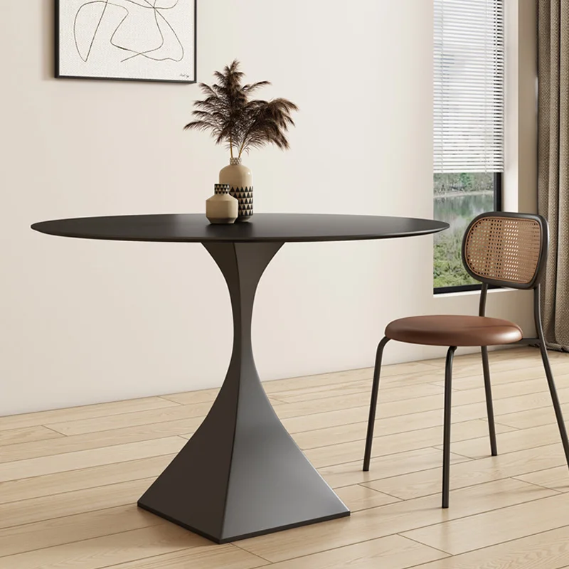 

Small Apartment Black Dining Table Italian Coffee Round Scratch Protector Dining Table Leisure Modular Esstische Home Furnitures
