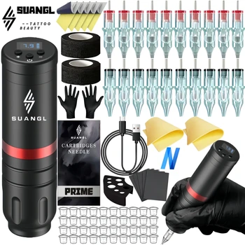 Tattoo Kit SUANGL Memory Function Tattoo Pen Kit For Permanent Makeup Tattoo Machine Wireless Tattoo Power Supply Tattoo Kit