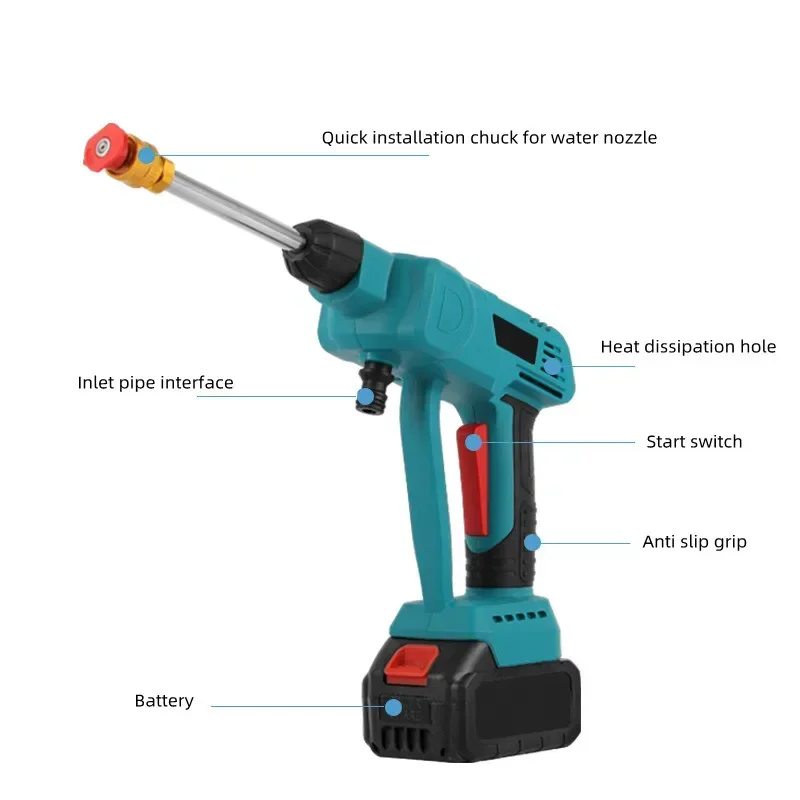 Wireless High Voltage Cleaning Machine 24V Water Gun Household Lithium Battery Charging Car Wash Spray Cleaning Pump Water Gun 3