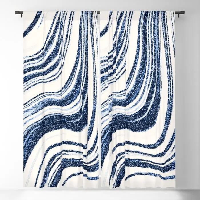 

Textured Marble - Indigo Blue Blackout Curtains 3D Print Window Curtains For Bedroom Living Room Decor Window Treatments