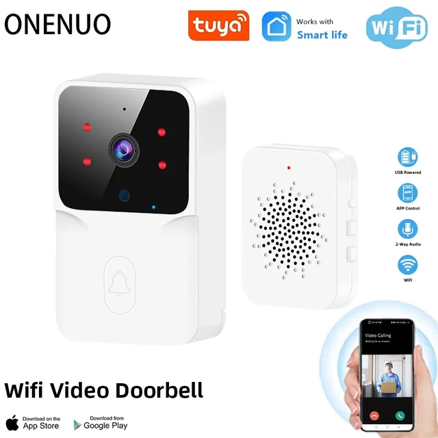 Sonnette sans fil intelligente avec caméra, sonnette de porte vidéo HD,  vision nocturne, étanche, WiFi, extérieur - AliExpress