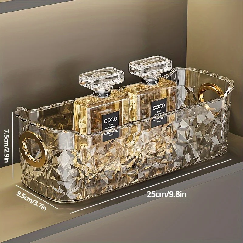 Luxury Crystal Clear Makeup Organizer, Plastic Cosmetic Storage Box, Freestanding Display Case, Lightweight for Bathroom, Vanity 3