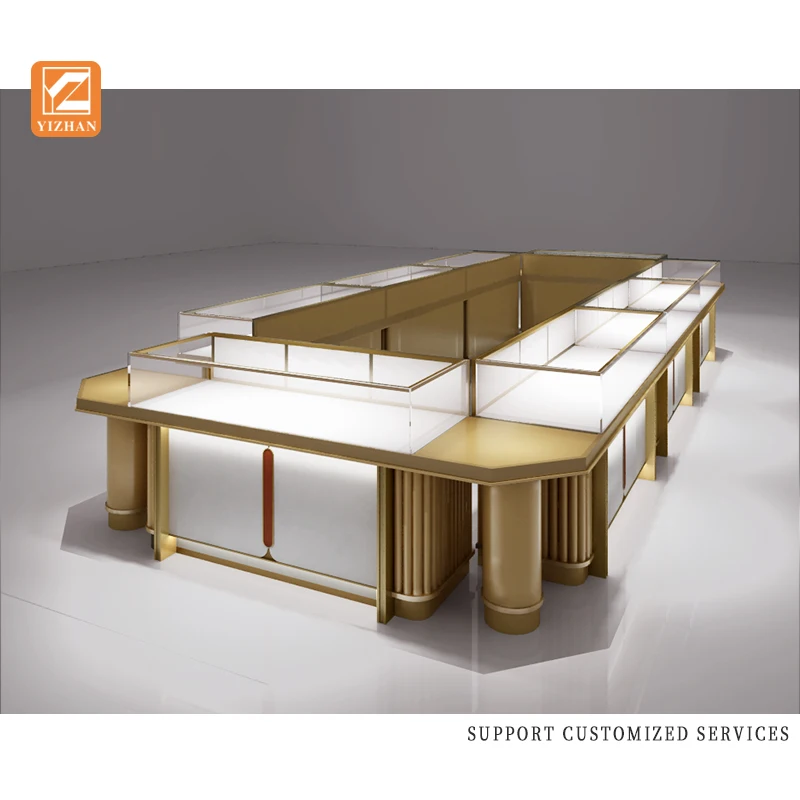 맞춤 제작 소매용 주얼리 쇼케이스 매장 카운터 디자인 주얼리 매장 진열대