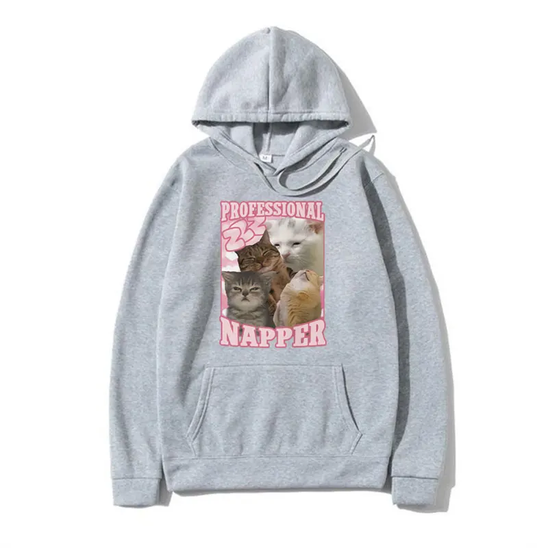 Professional Napper Funny Cat Meme Hoodies Men Women Fashion Kawaii Aesthetic Harajuku Sweatshirt Oversized Streetwear Pullover