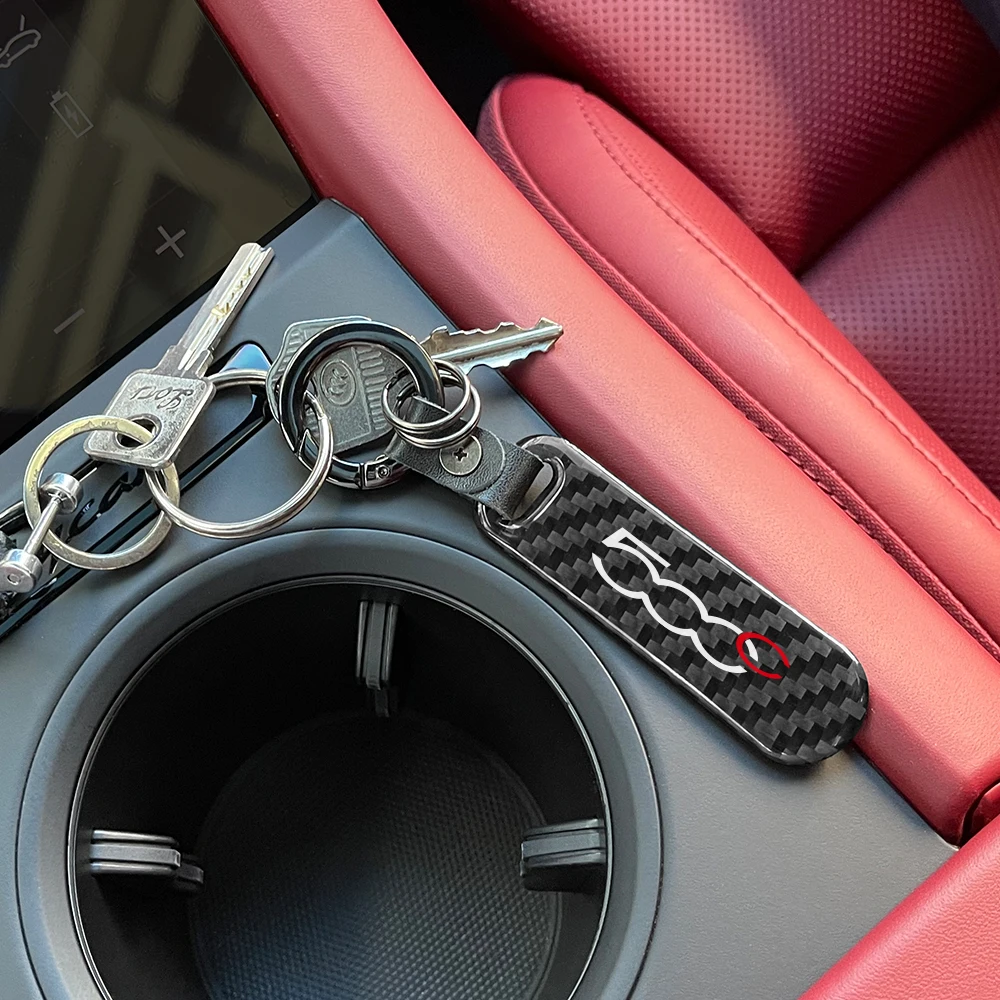 Car Carbon Fiber Pattern PU Leather Key Chain For Fiat 500 500C 2012 500X  500L Abarth 695 Key Ring Interior Accessories Tools - AliExpress