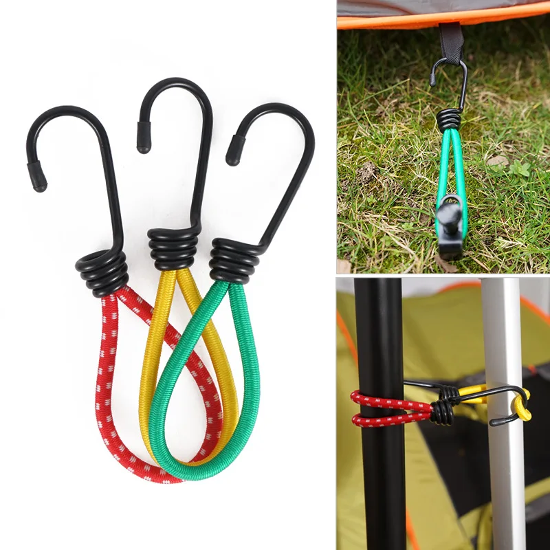 

3/6/9 PCS Outdoor Camping Tent Elastic Rope Buckle Fixed Bundle with Elastic Rope Hook Camping Canopy Accessories Pull Rope