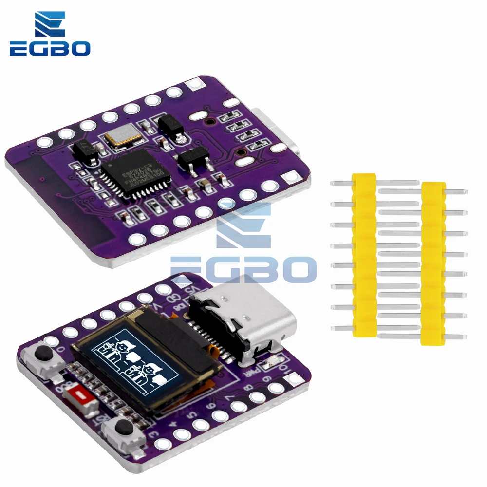 รูปสินค้า 1 ~ 4PCS MINI ESP32-C3 บอร์ดพัฒนา 2.4G Wifi 4 BT โมดูล 0.42 นิ้วจอแสดงผล OLED 4MB แฟลชเสาอากาศเซรามิค USB Type-C