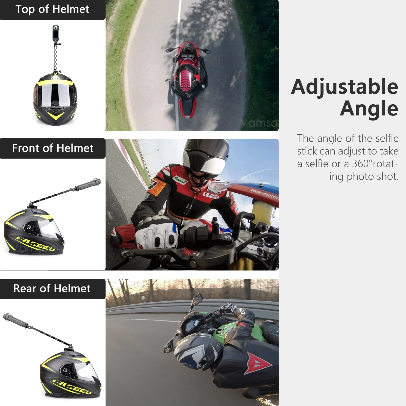 Vamson Acessórios da Motocicleta Kit de Montagem para Insta360 x3 um x2 rs para Gopro Hero 11 10 Incluindo Liga Alumínio Braço Extensão - Image 6