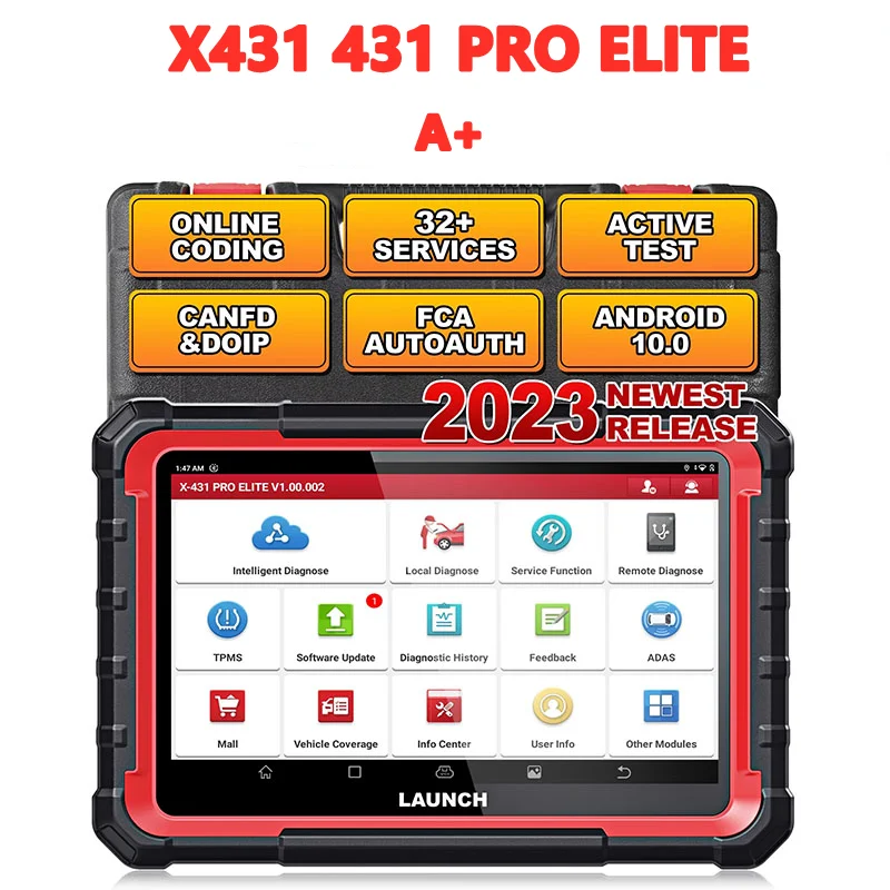 

A+ New-Arrival LAUNCH X431 PRO ELITE Car Full System Diagnostic Tools OBD OBD2 Scanner 32 Reset CAN FD DOIP Coding pk X-431 V