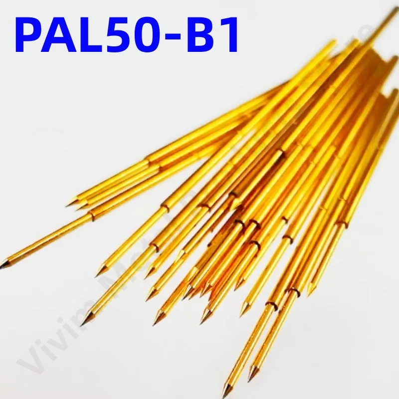 

100PCS PAL50-B1 Spring Test Probe PAL50-B Test Pin Test Tool 27.8mm Dia0.68mm Gold Needle Tip Dia 0.48mm Pogo Pin PL50-B PL50-B1