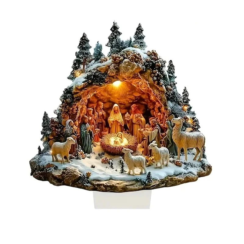 2D Elegant Acrylic Christmas Decoration Snowhouse & Reindeer Scene Home Office Ornaments Festive Warm Party Gift Photo Props