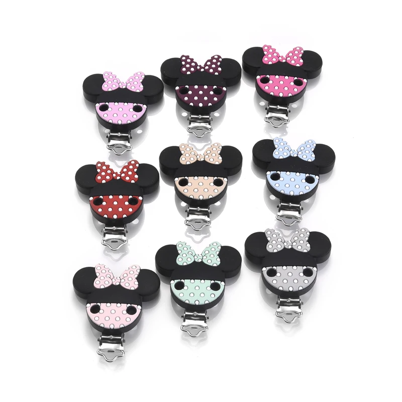 

Baby Silicone Clips 10Pcs Mouse Shape Dummy Holder Clips DIY Baby Nursing Molar Toys Teething Pacifier Chain Gift Accessory