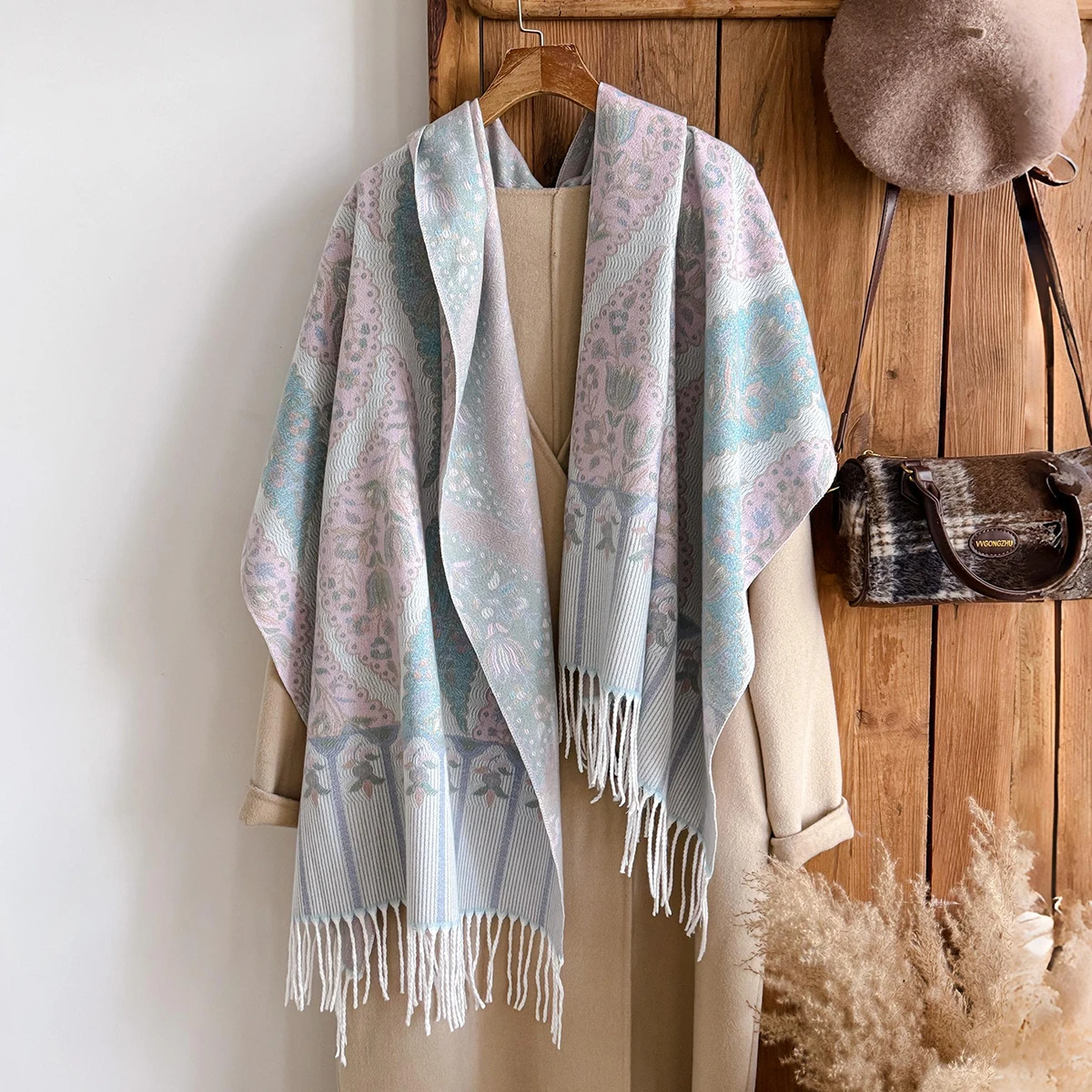 2025 Luxury Brand Winter Cashmere Scarf for Women - Tasseled Grid Printed Shawl, Warm Pashmina Wrap & Foulard Poncho