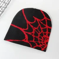 Knitting Spider Web Design Hat Skullies Beanies for Men Women Pullover Pile Cap Y2k Goth Warm Beanie Hats New Hip-hop Street Cap - Image 3